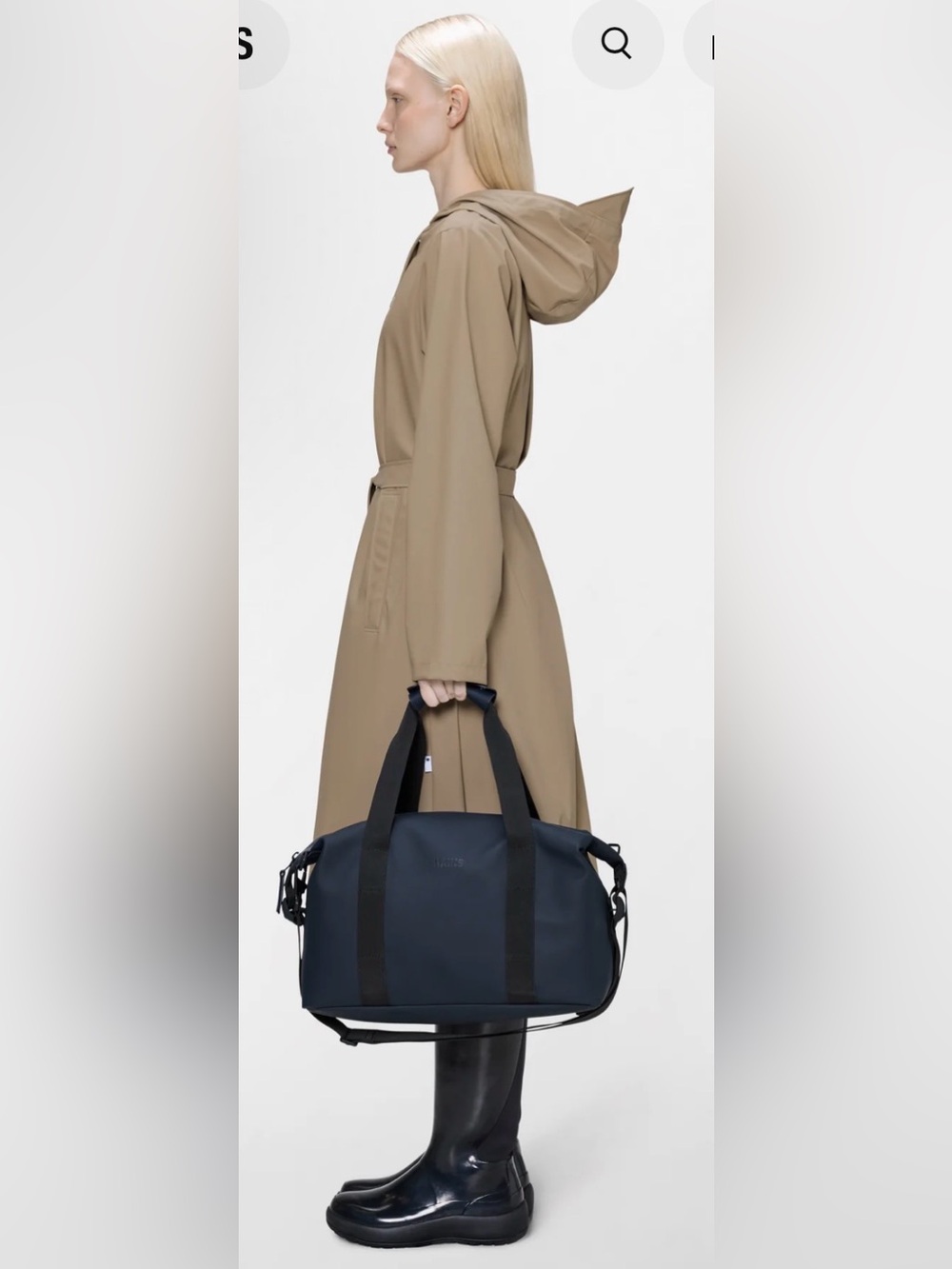 RAINS Navy Waterproof Weekend Bag W3 UNISEX